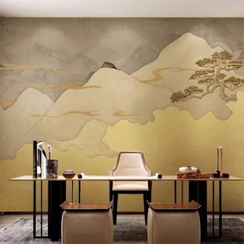 Изготовленные на заказ китайские легкие роскошные обои с пейзажем гостиная фоновые обои для отеля кабинет чайная комната фотообои наклейки на стены