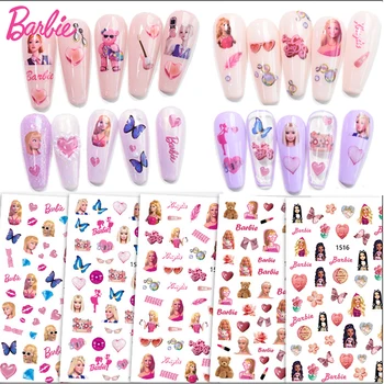Каваи Барби Наклейки для ногтей Barbie Самоклеящиеся Украшения для ногтей Teenitor Аксессуары для кукол Barbie Игрушки для девочек для детей