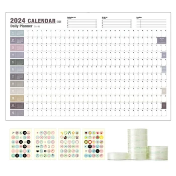 Календарь на 2024 календарный месяц для просмотра настенного планировщика, календарь на 2024 год, ежемесячный планировщик календарей