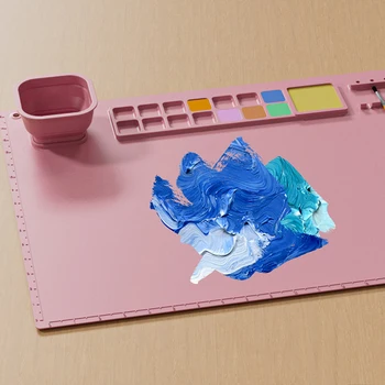 Коврик для рисования, Антипригарная детская силиконовая картина, Моющаяся палитра пигментов, коврик для рисования, Съемная чашка