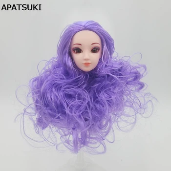 Кукольная Голова Высококачественная Кукольная Голова с Фиолетовыми Волнистыми Волосами DIY Аксессуары Головки Для 11,5 