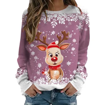 Легкая куртка, женские свитера, Рождественская толстовка с круглым вырезом для девочек-подростков, милые тренировочные свитера оверсайз,