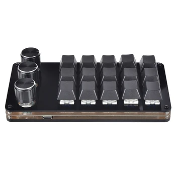 Макроклавишная Программирующая клавиатура с 15 клавишами и 3 ручками Механическая клавиатура Мини Кнопка Челнока