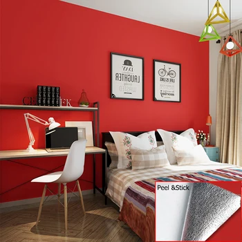 Матовые однотонные красные обои, самоклеящиеся обои для домашнего декора, наклейка на стену для гостиной, спальни