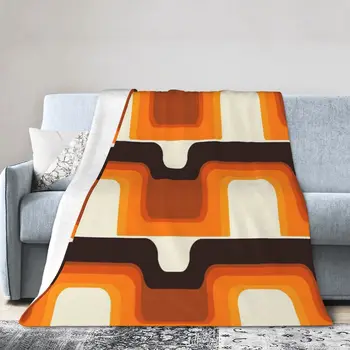 Модерн середины века соответствует 1970-м годам Оранжевый Ультрамягкое одеяло из микрофлиса