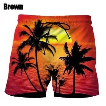 Мужские Модные Пляжные Шорты с 3d Принтом Tropical Hawaiian Palmtrees