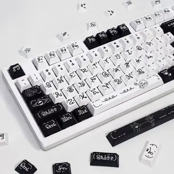 Набор колпачков для ключей Monster Story 139 из ПБТ, Вишневый профиль для механической клавиатуры, окрашенные в краситель, милые граффити с подсветкой, изготовленные на заказ аниме-колпачки для ключей