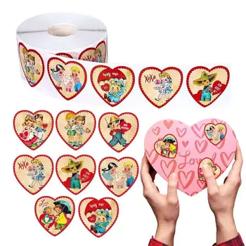 Наклейки в форме сердца на День Святого Валентина Бумажные этикетки в форме сердца, Запечатывающие наклейки, Декоративный подарок на День Святого Валентина, 500шт, 8 Узоров
