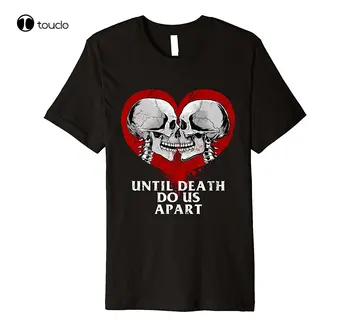 Новая летняя модная мужская футболка, пока смерть не разлучит нас, Поцелуи черепов, футболка с сердечком, повседневная футболка, модная забавная новинка