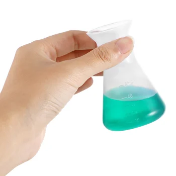 Пластиковая колба Эрленмейера, прозрачная коническая для химических мерных бутылок, лабораторных инструментов