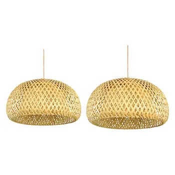 Плетеные бамбуковые потолочные светильники, подвесной светильник с абажуром, подвесной светильник