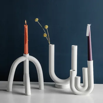 Подсвечник из скандинавской креативной керамики, Белые Подсвечники, современные украшения для свечей в гостиной, Аксессуары для украшения дома