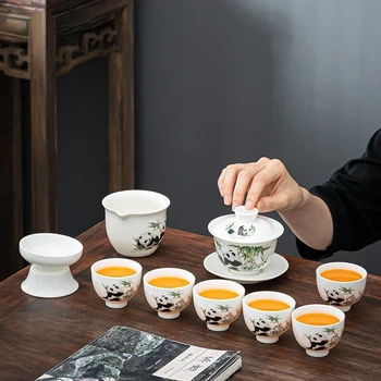 Полный набор сервиза для гостиной Yingqing, набор чаш с крышкой, бытовой чайный сервиз, набор чашек для гостиной