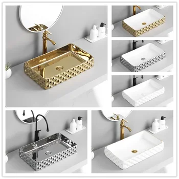 Раковина для умывания в скандинавском золотисто-серебряном стиле, гостиничный умывальник, раковина для ванной комнаты, умывальник на балконе