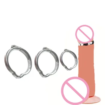 Регулируемое металлическое кольцо для пениса, кольца для члена из нержавеющей стали, задерживающие эякуляцию, мужская секс-игрушка в клетку целомудрия для мужчин, товары для взрослых