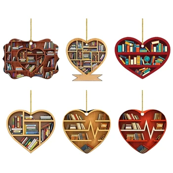 Рождественские украшения для любителей книг в форме сердца; Украшения для книжных полок; Подвеска в виде дерева