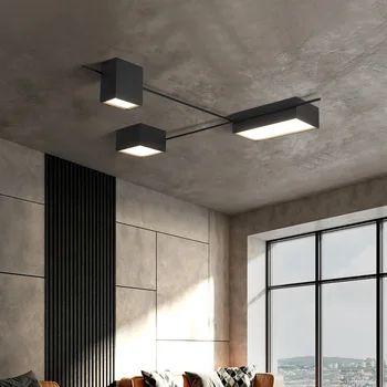 Современный минималистичный светодиодный потолочный светильник Линейки Акриловых Черно-белых потолочных светильников Lron Гостиная Столовая Спальня со светодиодной подсветкой Simple Lustre