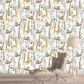 Съемные Самоклеящиеся Аниме обои Accept для гостиной спальни в полоску с жирафом, обои для дивана в скандинавском стиле, настенная роспись домашнего декора