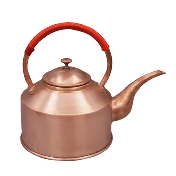 Тибетский Медный чайник с длинным горлышком объемом 2 л / 3 л, Чайник ручной работы из красной меди, Чайник для кипячения, Чайник для заварки чая, Чайный набор из чистой меди
