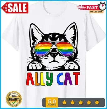 Футболка Ally Cat с флагом ЛГБТ-гейской радужной гордости для мужчин и женщин S-5XL