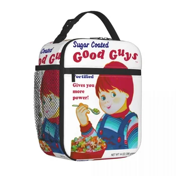 Хлопья Good Guys Кукла Чаки Хоррор Изолированная сумка для ланча Многоразовая термосумка большой емкости Ланч-бокс Сумка-Тоут Офисная Дорожная сумка для еды